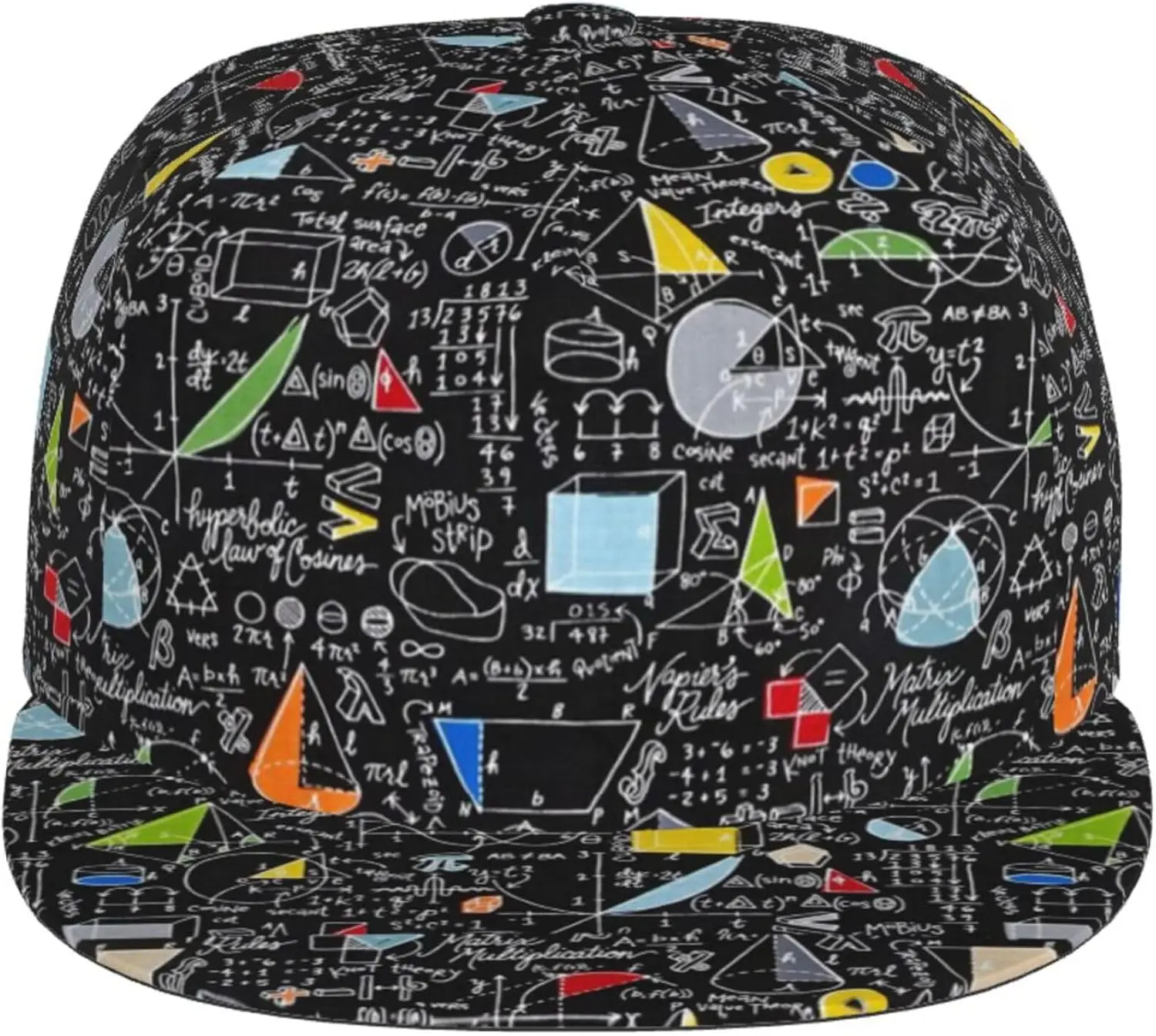 Math Nerd Chaos: Colorful Geometry & Formula Snapback Cap Plain Baseball Cap Hat Snapback Hat Hip Hop Trucker Hat for Baseball