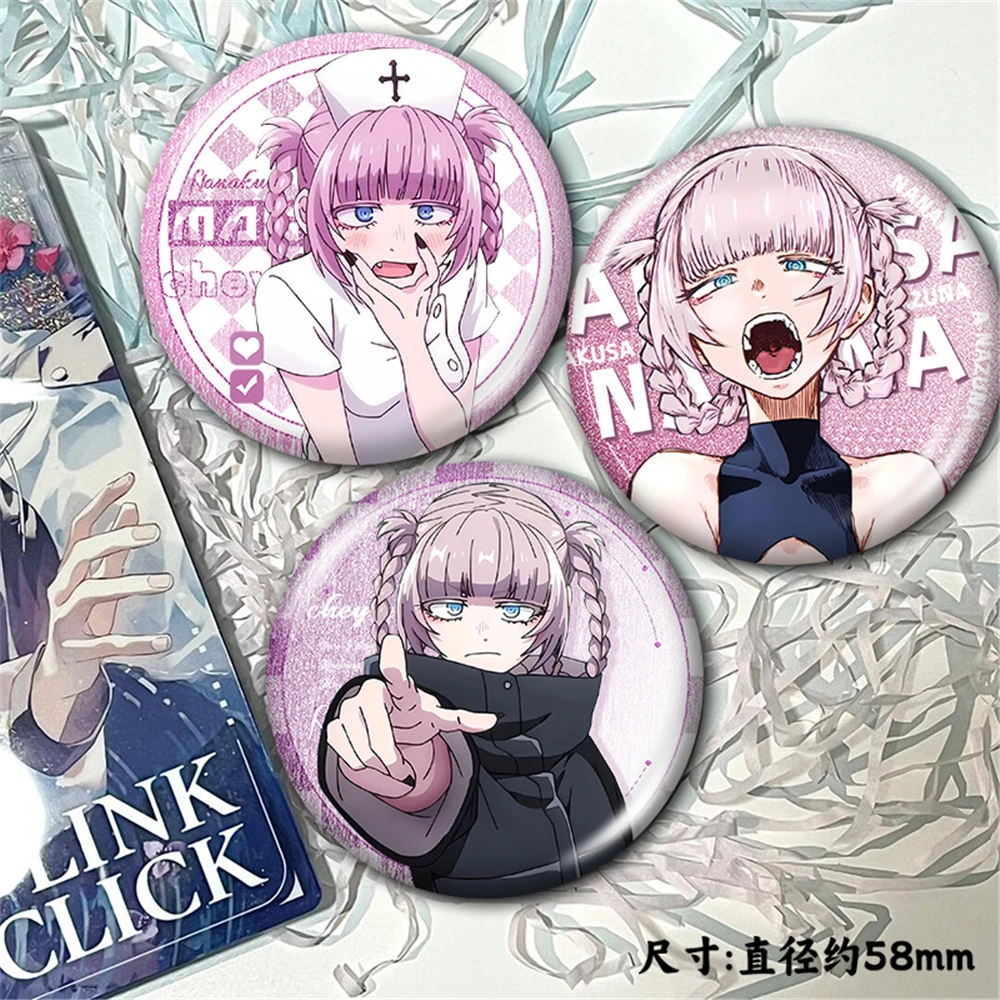 

58 мм аниме ‌ Зов ночи ‌ Yofukashi no Uta Nanakusa Nazuna Косплей Костюм Значок Булавка SPTE Жесть Брошь Опора Xmas Gilf