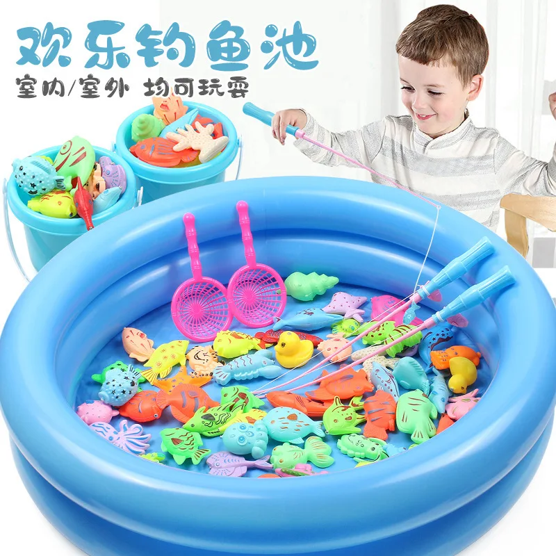 Fishing toys children boys and girls educational magnetic fishing toys set gifts puzzle fun game artificial fishing rod basket