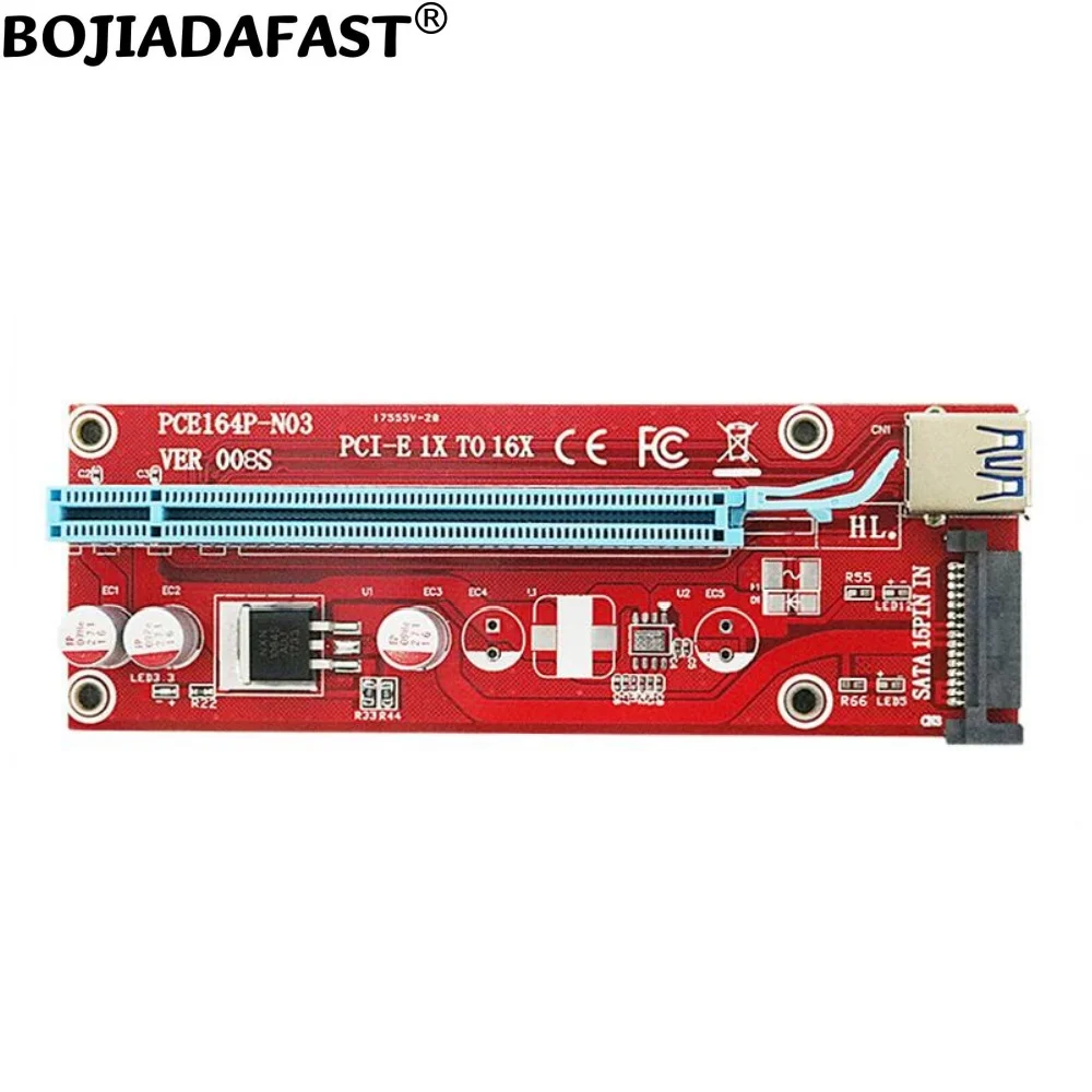 PCI-E 3.0 16X Slot to PCIe X1 GPU Riser Adapter Card SATA 15PIN Power with 60CM USB 3.0 Cable for Graphics Card
