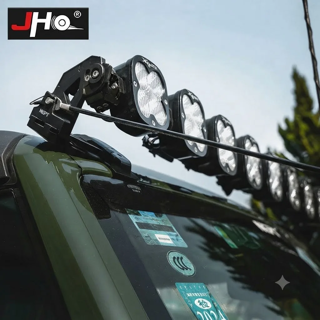 JHO NEPT Roof Light Mount & Limb Riser Kit For Ford Bronco 2022-2025 Off-Road Spotlight Bracket Tree Branch Deflector