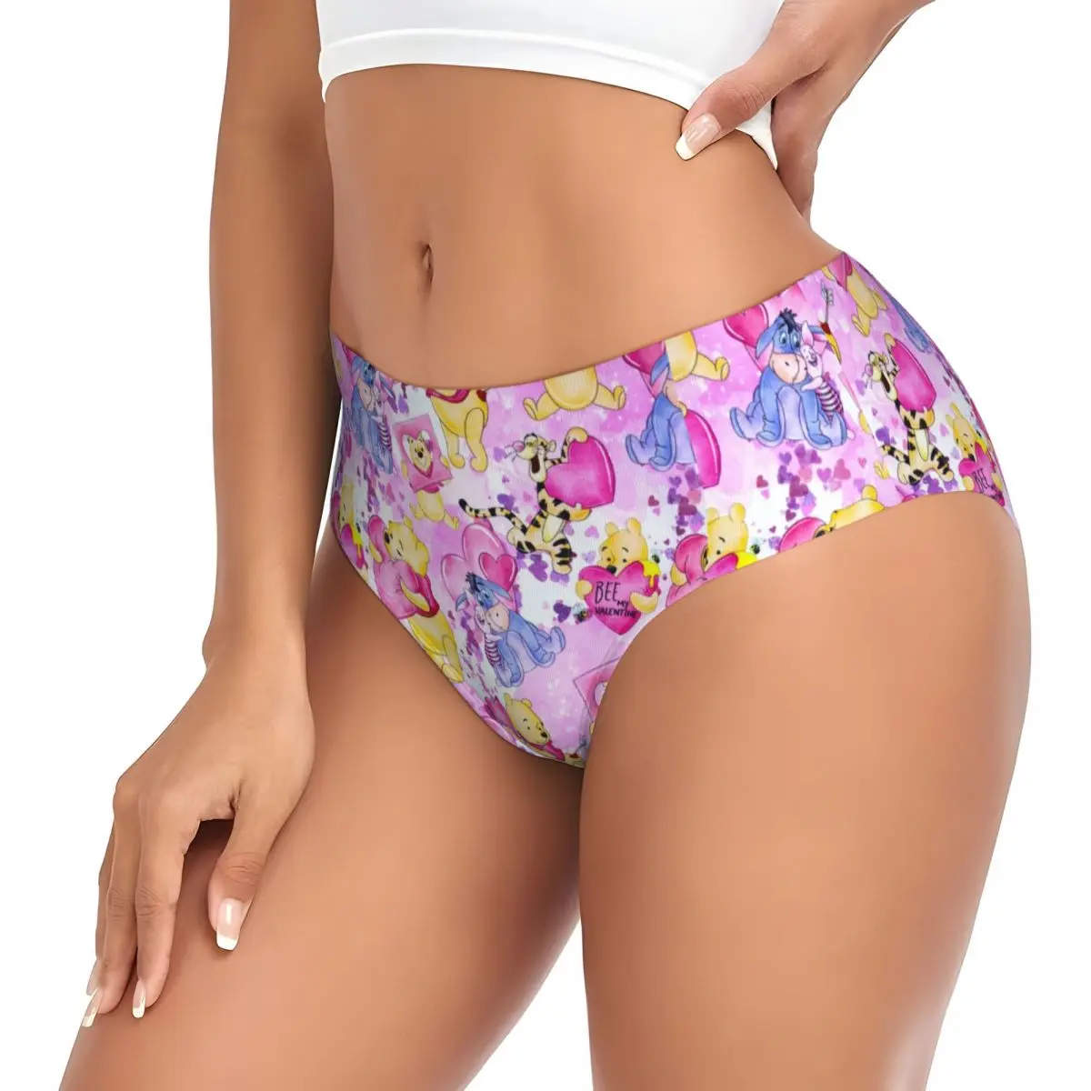 Bragas personalizadas con personajes de Winnie The Pooh para mujer, ropa interior femenina, calzoncillos transpirables