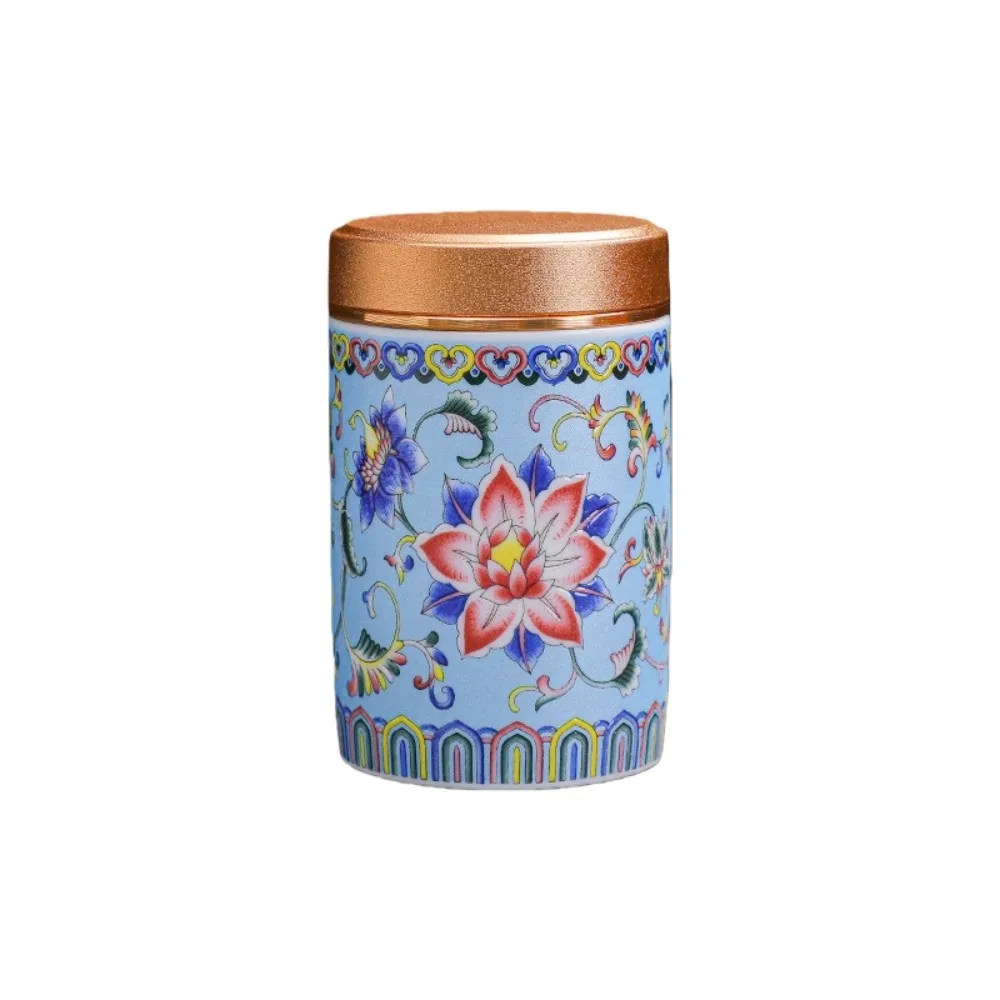 

Ceramic Empty Tea Tin Can Chinese Style Portable Tea Packaging Box Moisture-proof Versatile Tea Canister Candy Containers