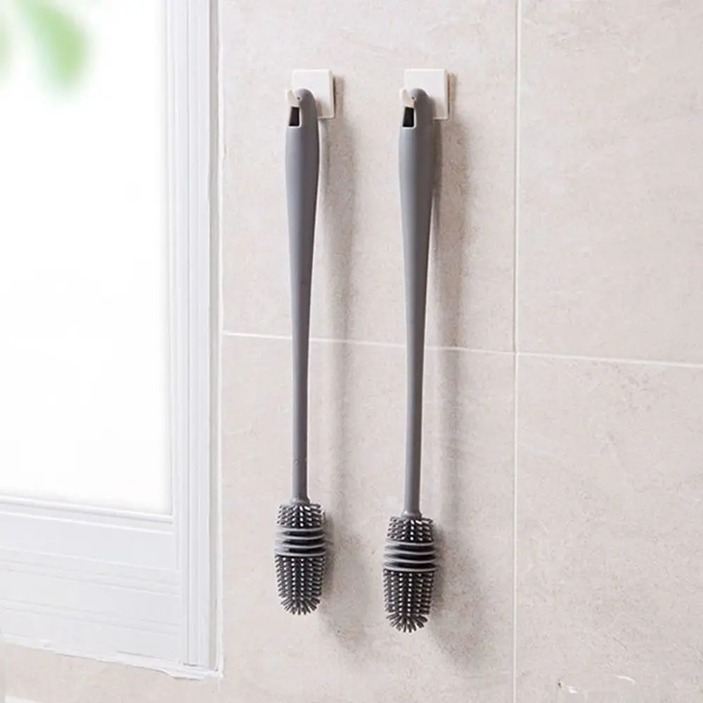 Sanitary Suspensible Long Handle Scrubber Cleaning Brush Silicone Glass Cleaner Cleaning Tool Milk Bottle Brush Cup Scrubber