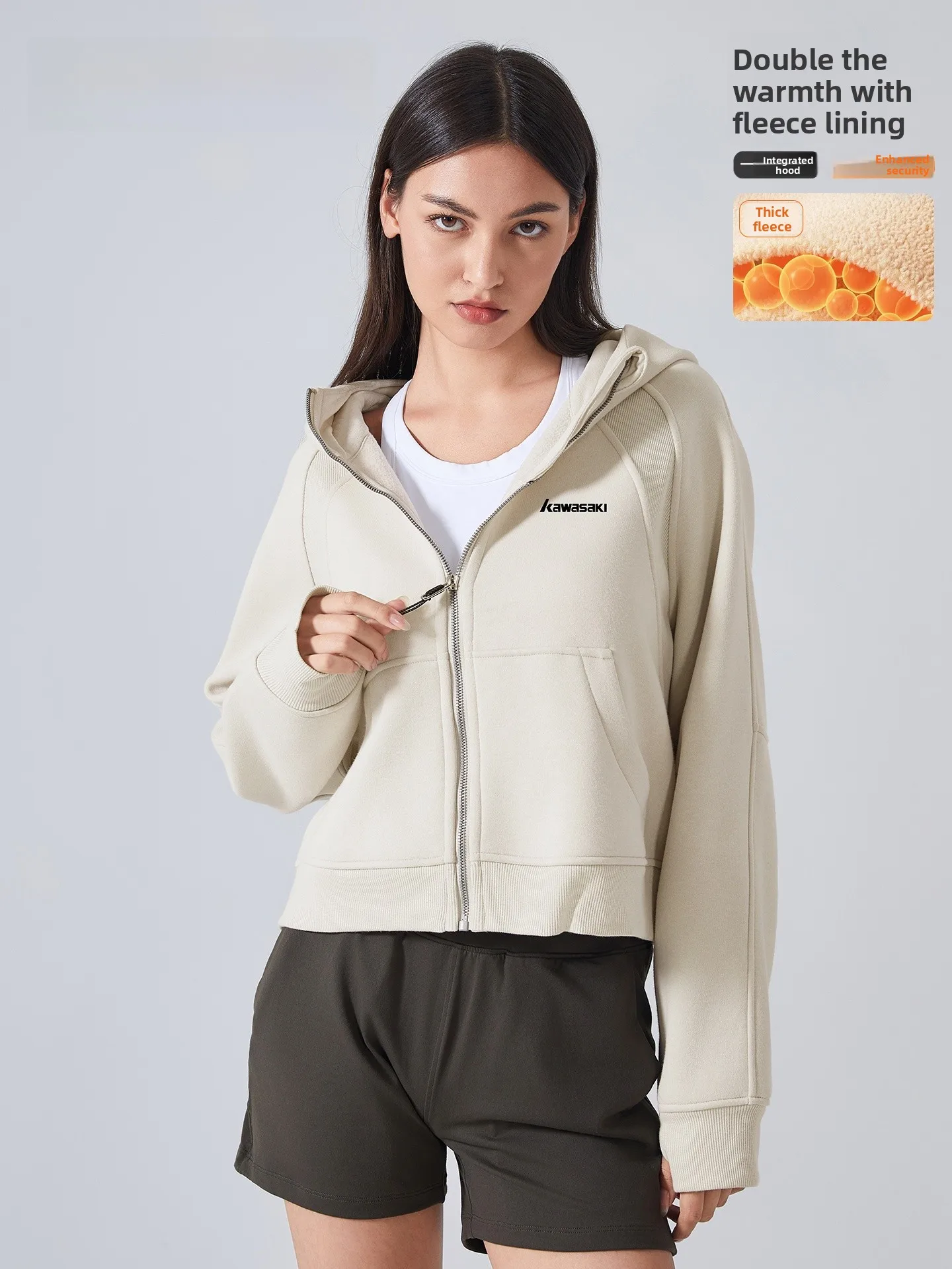 

Sportswear Yoga Jaet Women's Autumn Winter Hooded Zipper Open Cardigan Fitn Gym Top Cotton Polyester Blend