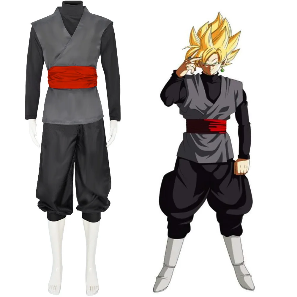 Schwarzes Kung-Fu-Cosplay-Kostüm für Herren, Anime-Outfits, Halloween-Uniform, komplettes Set