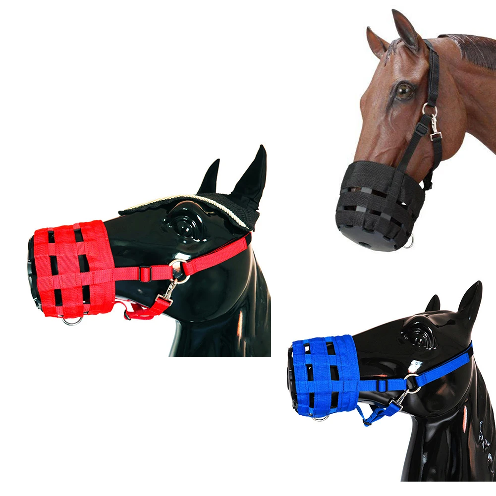 Horse Grazing Muzzle With Chin Neck Pads Easy Breath PP Grazing Muzzle Durable Comfortable Grazing Muzzle For Horses