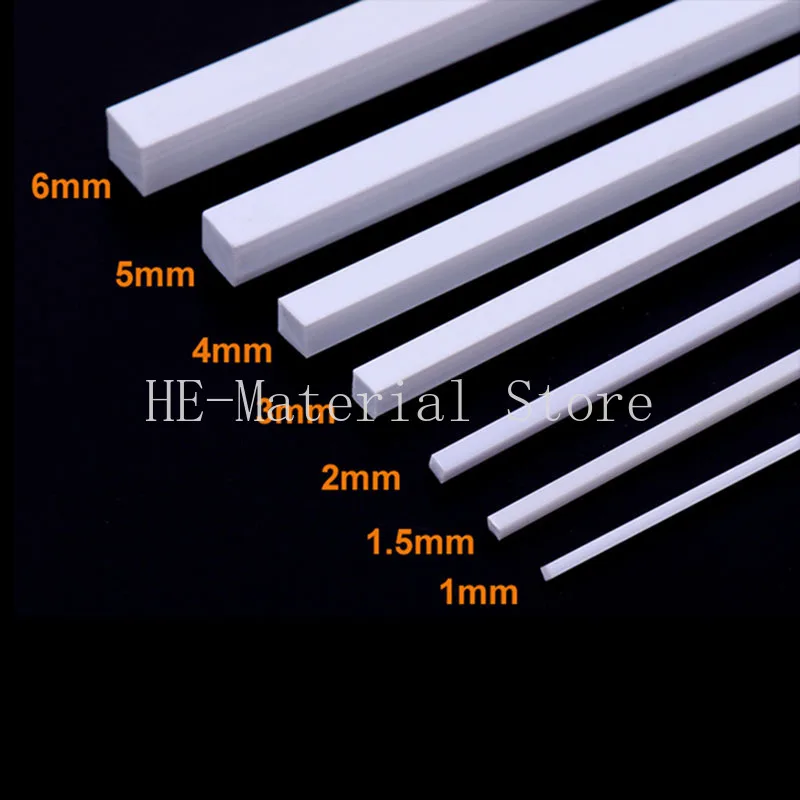 10/20Pcs Length 500mm ABS Solid Square Bar 1x1/1.5x1.5/2x2/3x3/4x4/5x5/6x6mm DIY Manual Building Sand Table Model Material