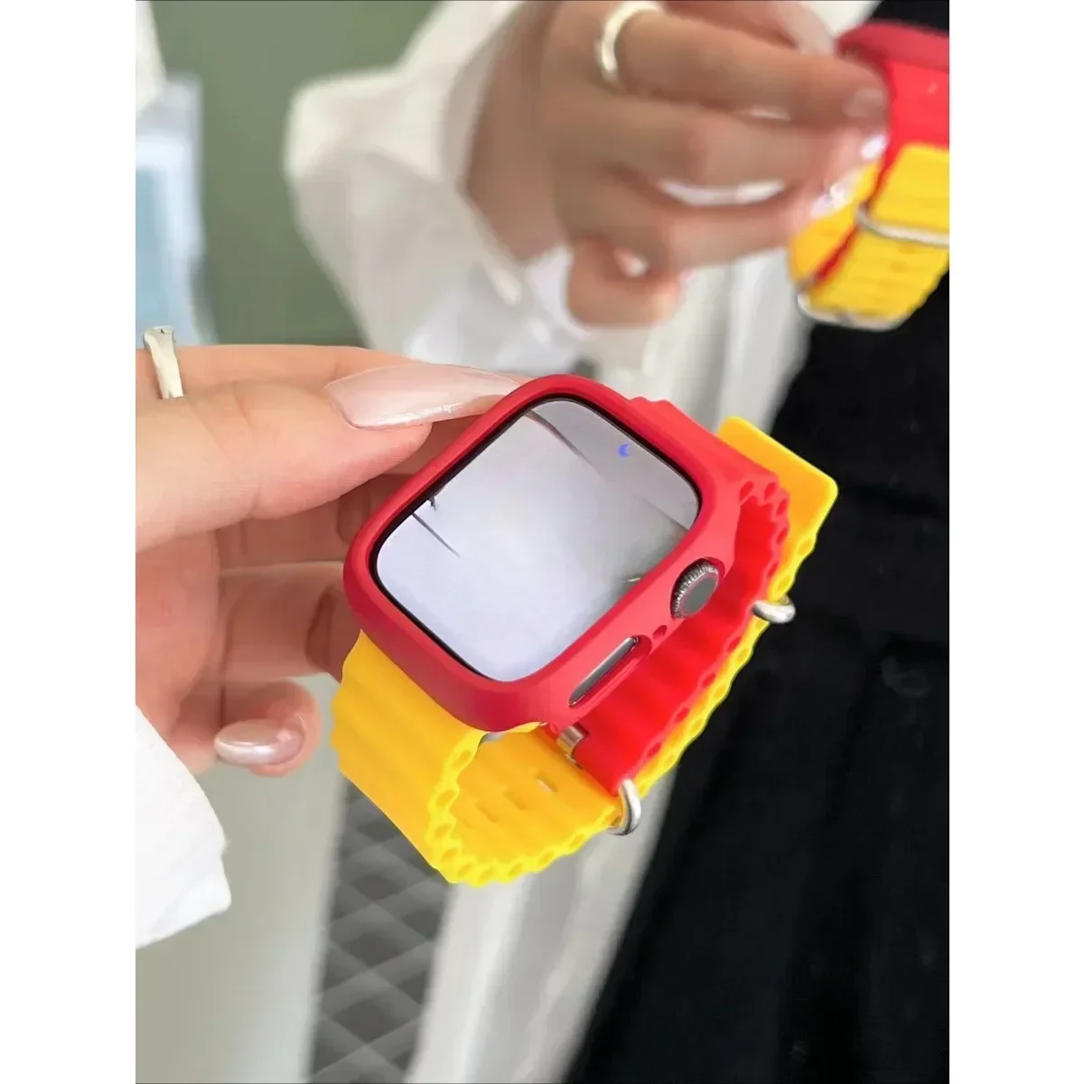 Klockarmband för iWatch 42mm/44mm/45mm/46mm/49mm Sportigt moderiktigt klockarmband för Watch Series Ultra2 SE 10/9/8/7/6/5/4/3/2/1_voghion.com