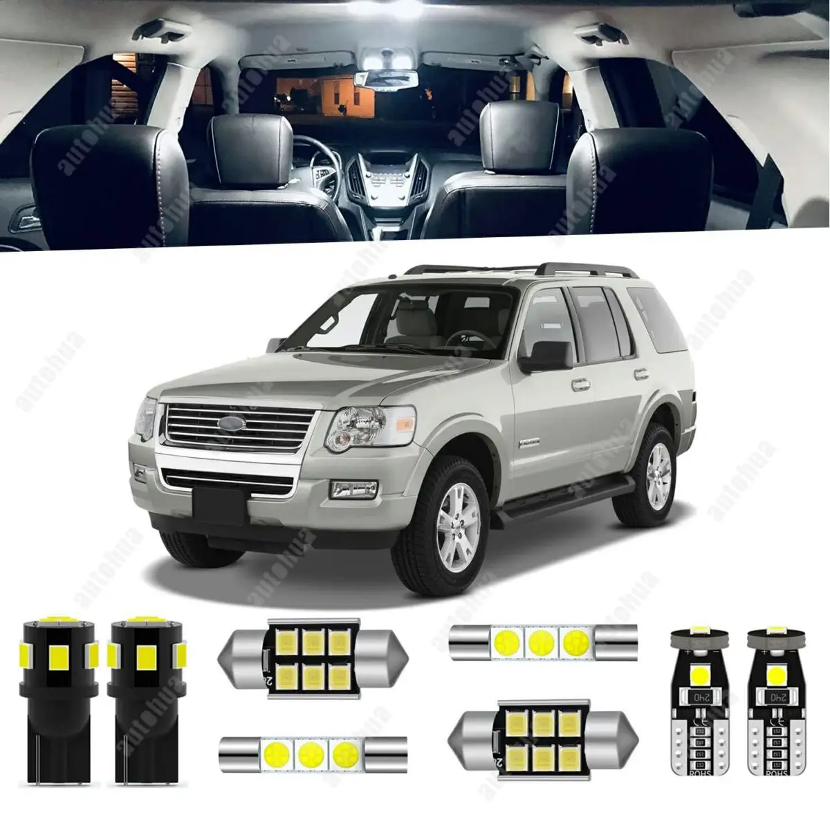 

LED Interior Lights For Ford Explorer 2002-2010 White 6000K LED Lighting 23Pcs