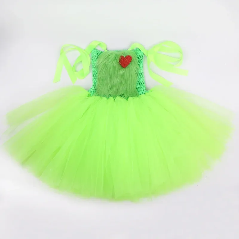 Natal papai noel grinch traje para crianças verde peludo monstro cosplay tutu vestido bebê menina férias roupas de festa de natal ou @ 0z *