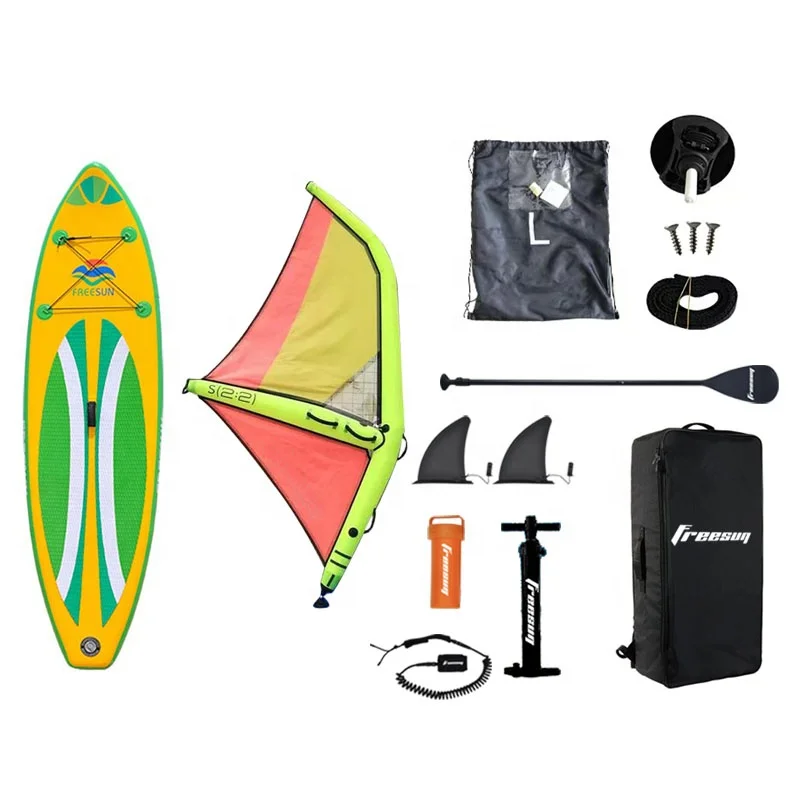 12ft Latest Design Windsurfing Inflatable Board With Inflatable Sail and  EVA Flooring