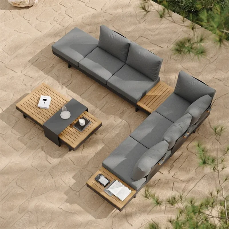 

Aluminum outdoor furniture made of teak with waterproof cushions, colors can be customized