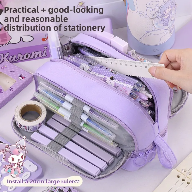 New pencil case back to school essential large capacity school supplies pencil eraser ruler storage bag stationery box view 3
