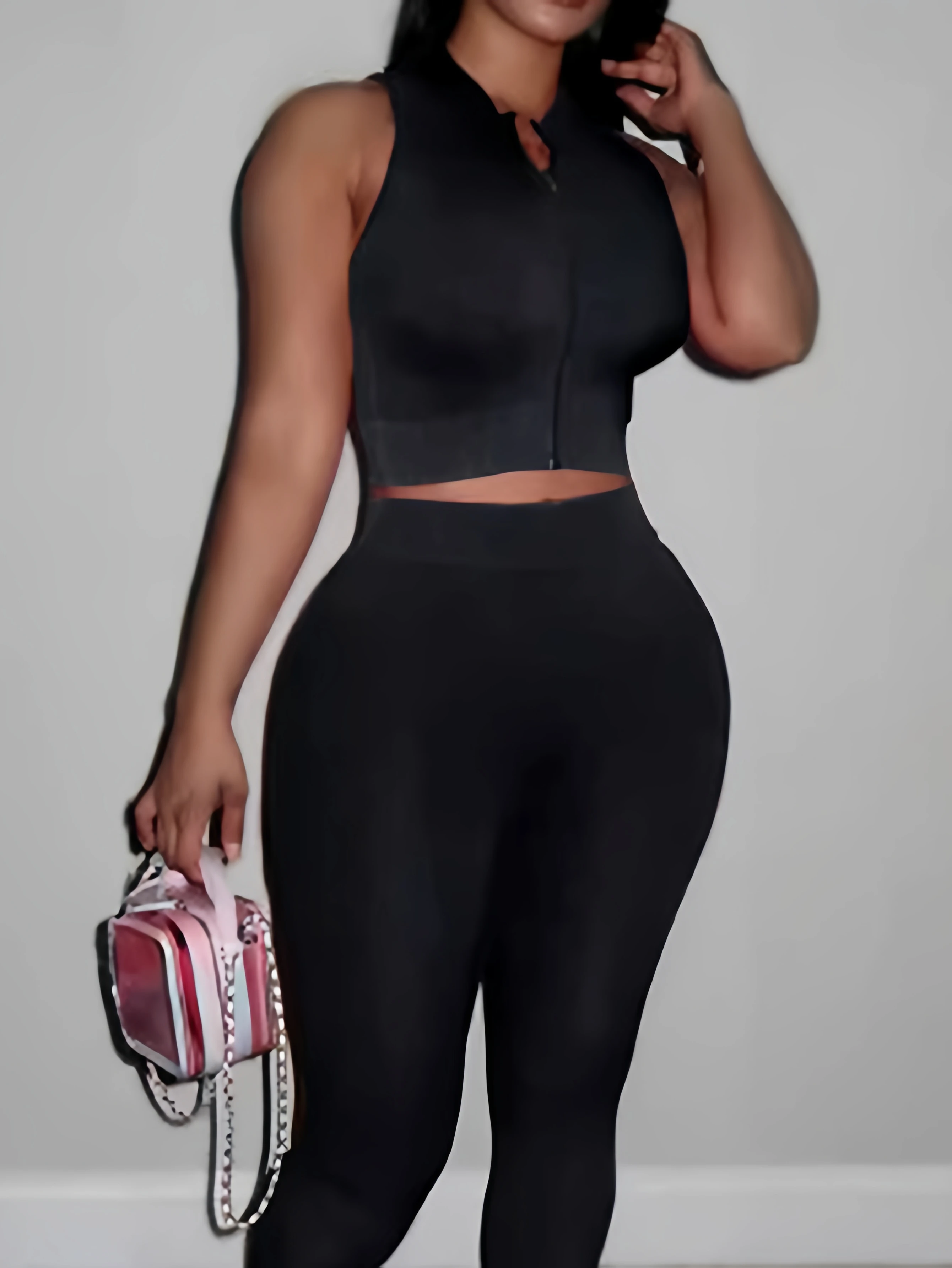 Conjunto de fitness esportivo feminino outono sem mangas tripulação pescoço tanques com tornozelo cintura alta lápis calças estilo simples