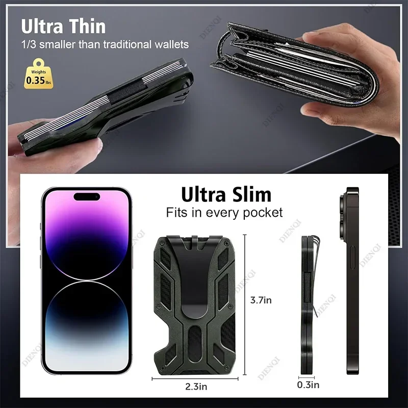 Magsafe-男性用の戦術的な財布,EDCウォレット,屋外カードホルダー,アルミニウム金属製の男性用財布,スマートマジックミニ財布,実用的でファッショナブル