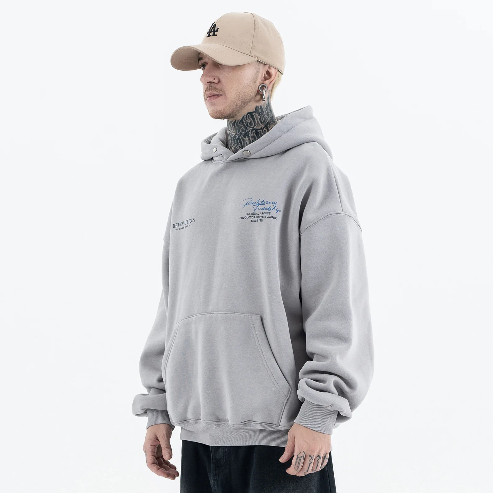 

2025 Autumn/Winter New Trendy Brand American Retro Printed Hoodie Casual Loose with Thick Velvet