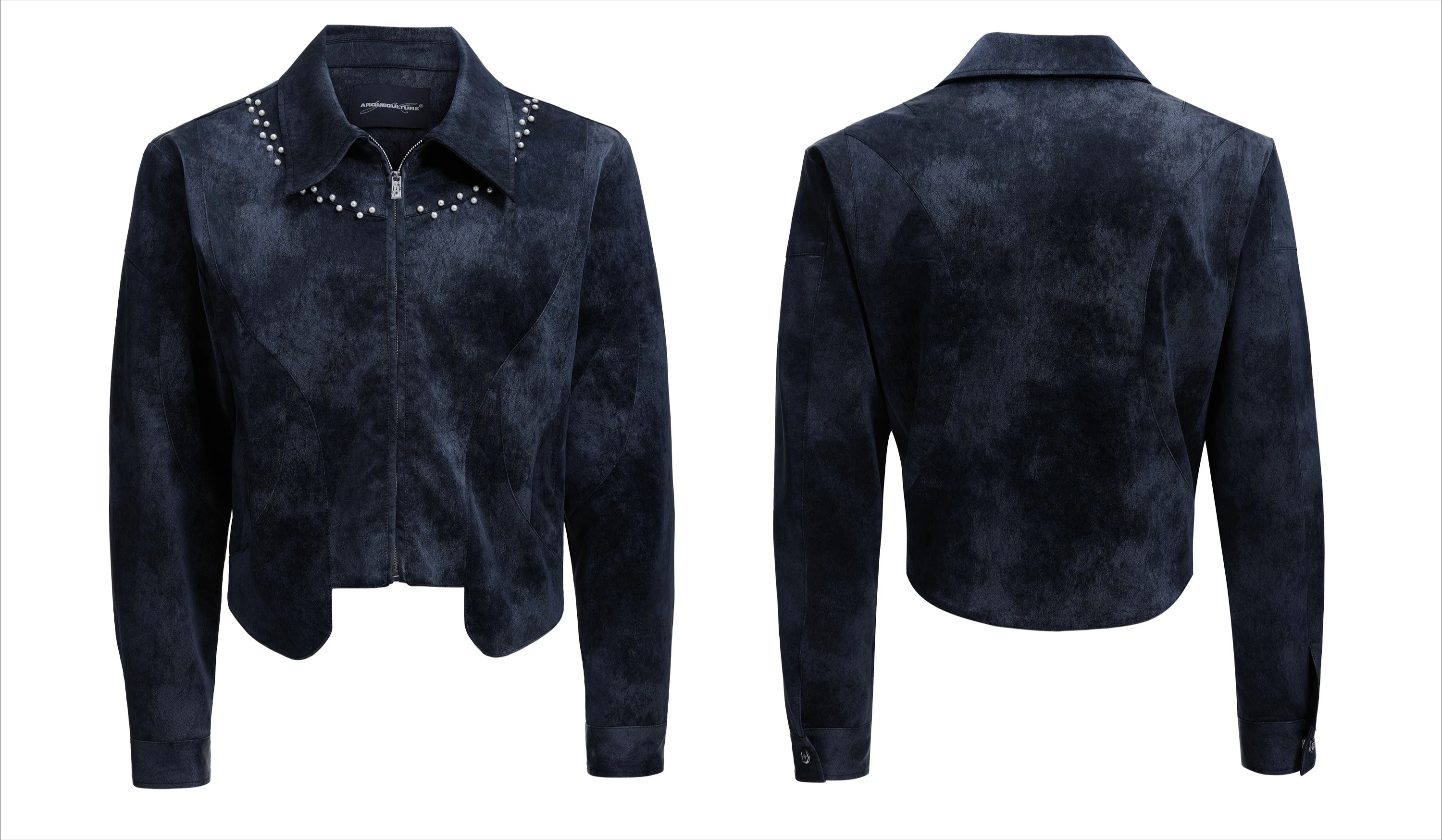 2025 Men's Autumn New Niche Pearl Decoration Long-sleeve Loose Faux Leather Jackets Male Short Style Coats Fashion Handsome Tops