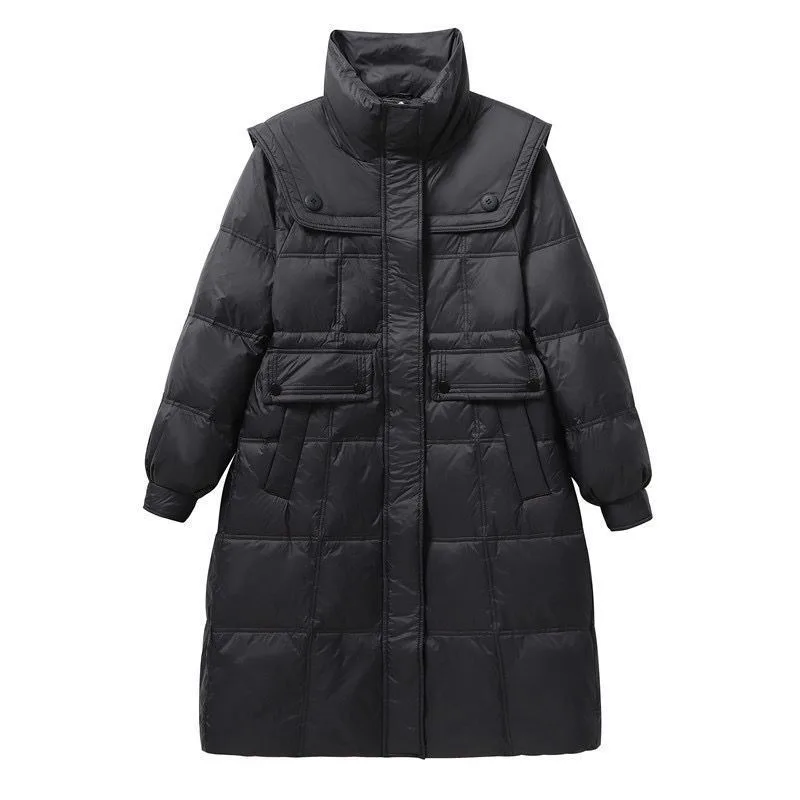 Women's Winter Autumn Cotton Coat Thickened Zipper Mid-length Waisted New Niche Versatile Slim Retro Trend Brand Luxury Harajuku