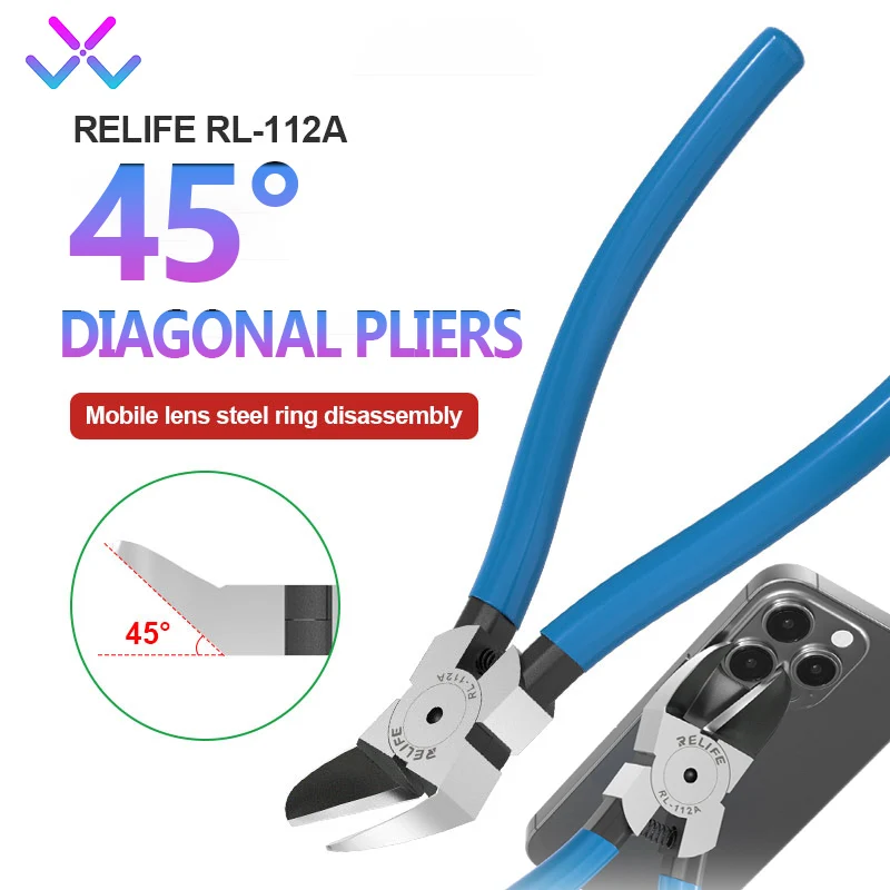 RELIFE RL-112A 45° Precision Diagonal Pliers Cutting Pliers for Wire Cable Cutter High Hardness Electronic Repair Hand Tools