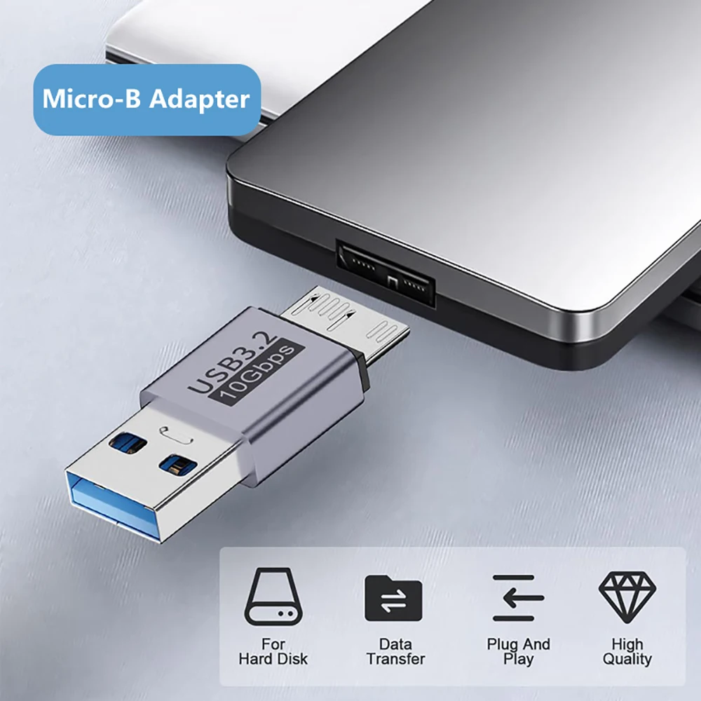 

Разъем адаптера Micro B USB 3.0 «папа» на «мама» Type-C для внешнего жесткого диска, кабель HDD, высокоскоростной кабель-адаптер 10 Гбит/с