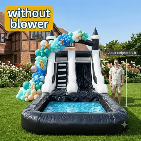 VANCEN (Without Blower) Commercial Inflatable PVC Water Slide Bouncer Castle for Outdoor Backyard Garden Summer Water Play Slide for Kids And Adults Party Entertainment