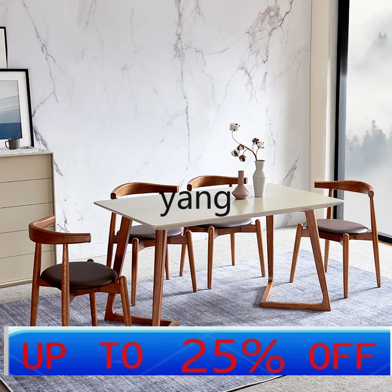 

Lmm minimalist dining table rectangular light luxury modern simple solid wood high-end household table