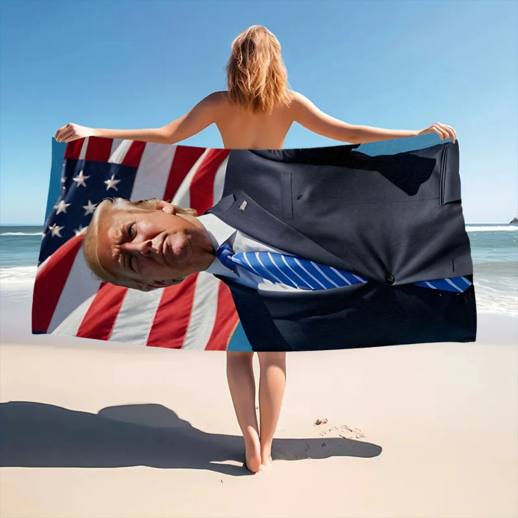 Donald Trump 2024 Beach Towel  Poncho Bathing Towels Cover-ups Quick Dry Sand Free Yoga Spa Gym Pool