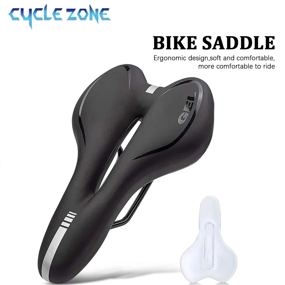 Bicycle Saddle Silicone Cushion Cycling PU Leather Saddle Seat Comfortable Shockproof Bike Saddle for MTB Road Bike