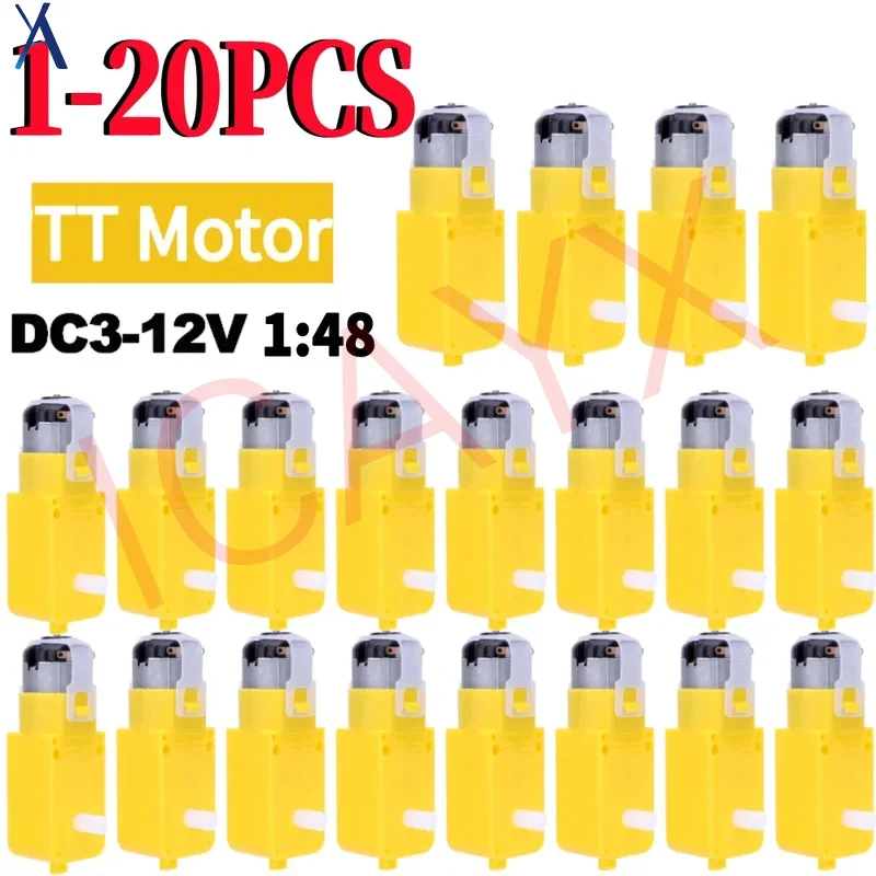

1-20PCS Dual Shaft Geared Motor Gearmotor DC 3-12V Gearbox Motor for DIY Smart Car Robot 1:48 Plastic TT Motor Tire Wheel