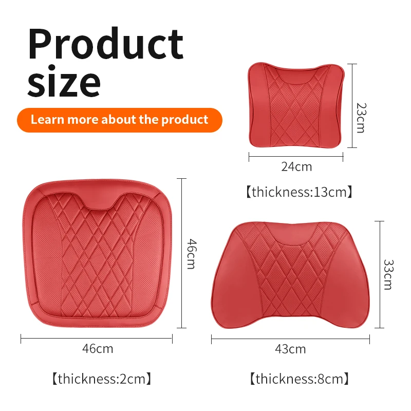 Car Genuine Leather Neck Pillow Protection Waist Pillow Waist Pillow Car Headrest Cushion Anti Slip All Year Round Universal view 6