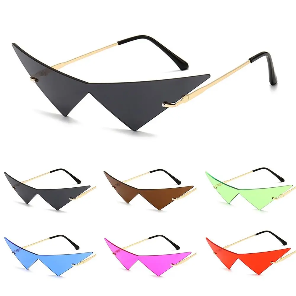 

Vintage Fashion Oversized Rimless One Piece Women Triangle Sunglasses Sun Glasses Eyewear Sunglasses