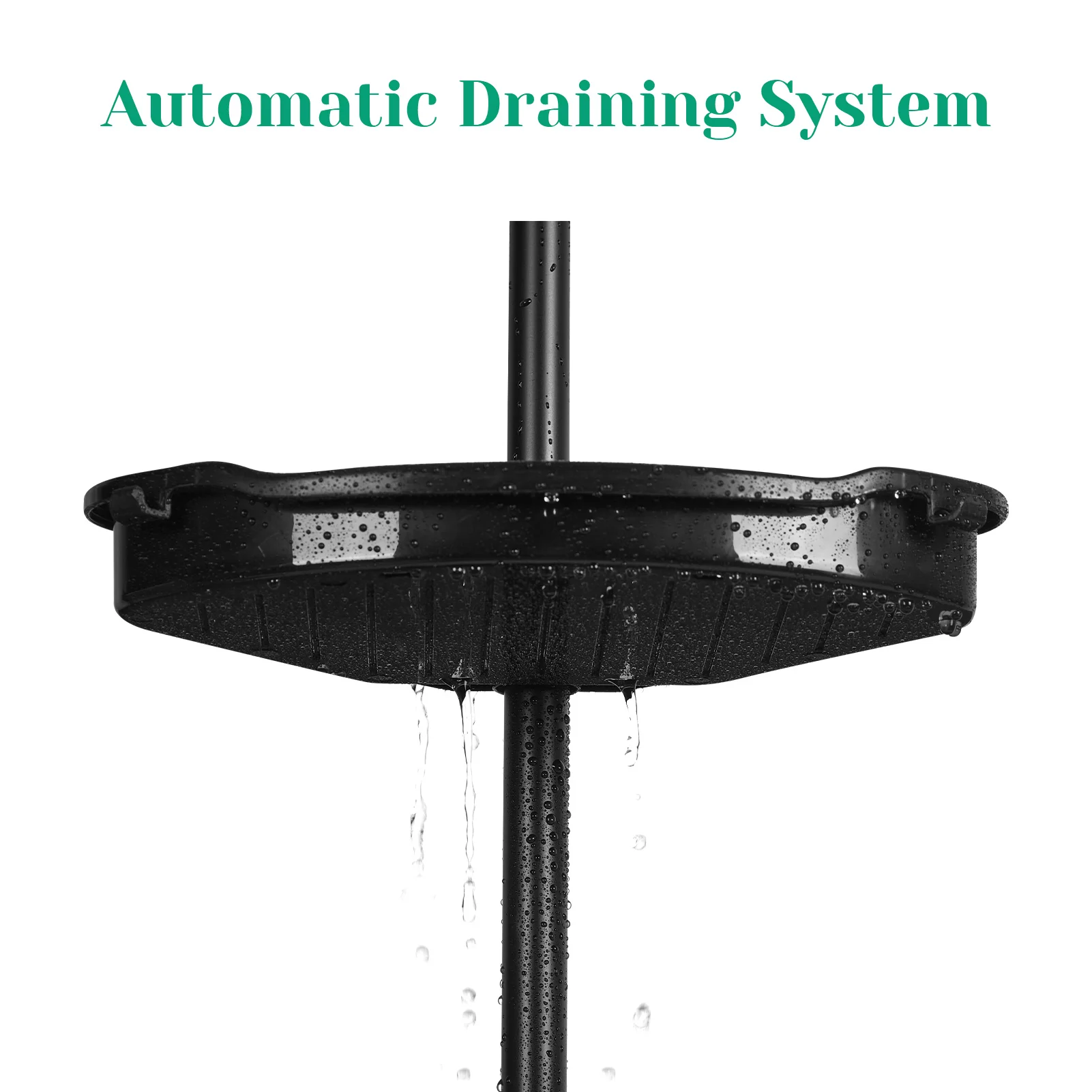 لا الحفر ركن دش التوتر القطب العلبة مقاومة للصدأ الحمام تخزين الرف 4 رفوف قابلة للتعديل قواعد مطاطية 102 "-122" الارتفاع