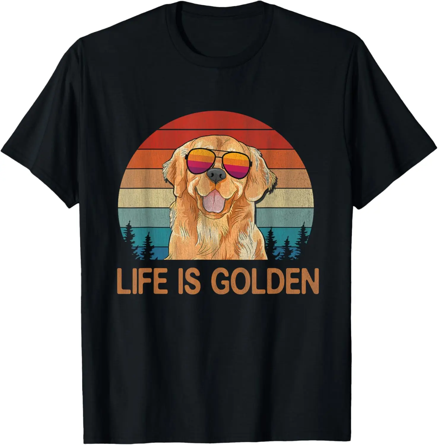 Life Is Golden Vintage Golden Retriever Dog Lover Dad Mom T-Shirt