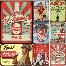 Dr. Pepper Cola Metal Tin Signs Wall Art Posters Plaque Vintage Iron Painting Decoration for Man Cave Home Cafe Garage Club Bars