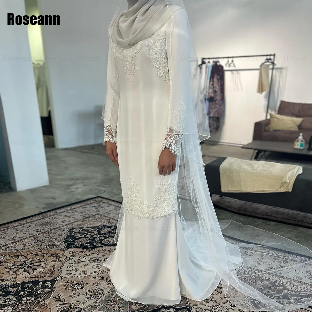 

Muslim Fashion 2024 New Mermaid Wedding Dresses Applique Full Tulle High Collar Lace Bride Gown Floor Length robe de mariée