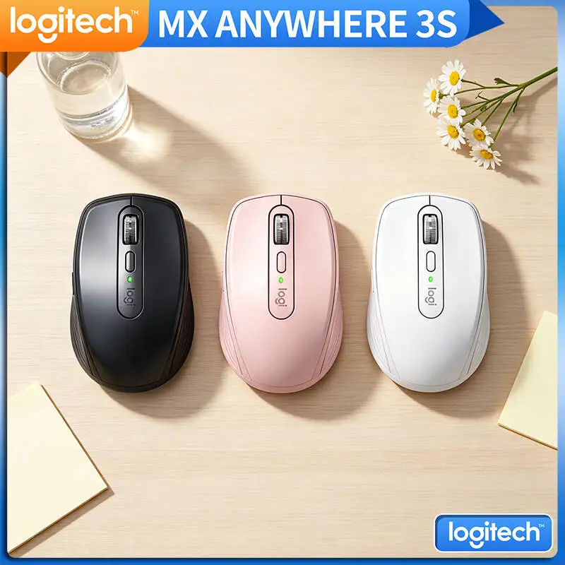 Logitech MX Anywhere 3S Wireless Mouse - Darkfield 8K DPI, MagSpeed Scroll, Silent Click, USB-C Fast Charge, Office & Travel