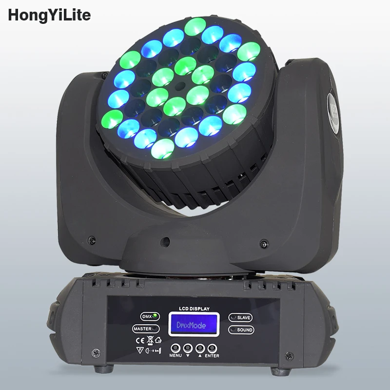 

HongYiLite 36x3W RGBW Moving Head 2-Phase Motor LCD Screen DMX512 Master Slave Sound Active For Stage Concert Church Theater