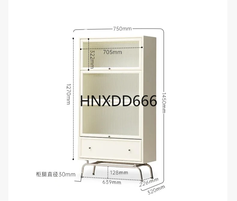 

Solid Wood Side Cabinet Vintage Cream Style White Bookcase Simple Modern Small Apartment Sideboard