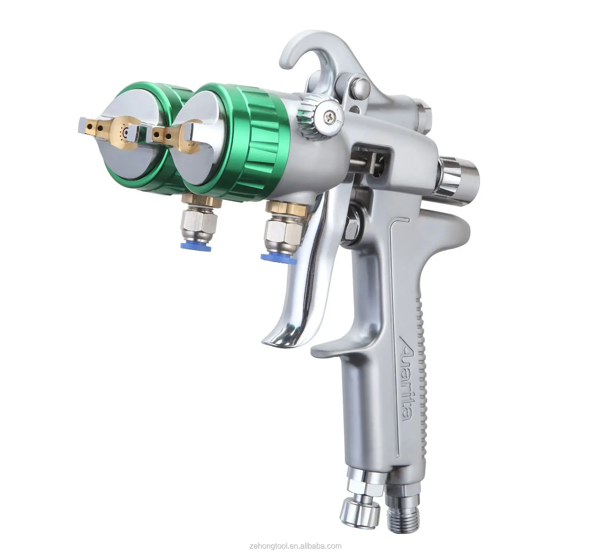 Auarita Double-headed 1.3mm Spray Gun Pressure Siphon Feed Spray Paint Chrome Painting Dual Head Air Pneumatic Pressure Sprayer