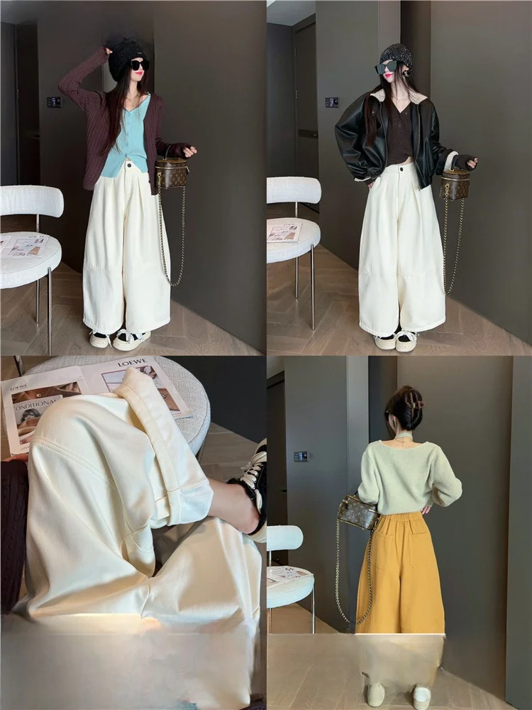 

Slimming Faionable Women's Nine-Piece Wide Leg Pants Spring Autumn Loose Design Casual Pants Comfortable Commute Sle