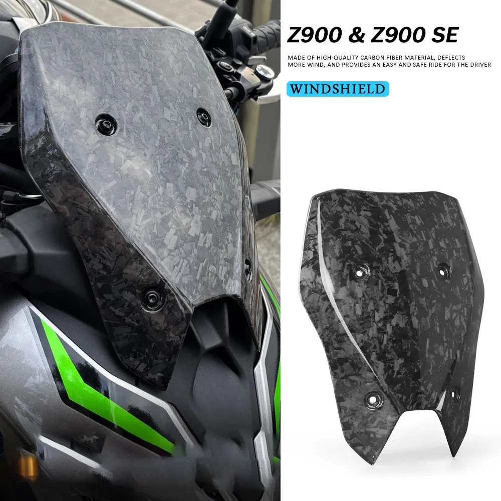 

For Kawasaki Z900 Z 900 SE 2025 Forging pattern Carbon fiber Motorcycle Windshield Windscreen Protectors Accessories z900