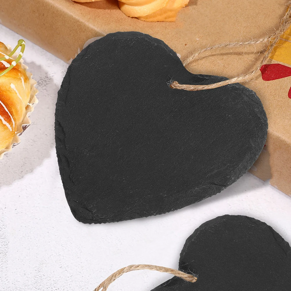 

40pcs Heart Shaped Blackboard Tags Double Sided Wooden Craft Hanging Ornaments for DIY Decorations Gift Labels