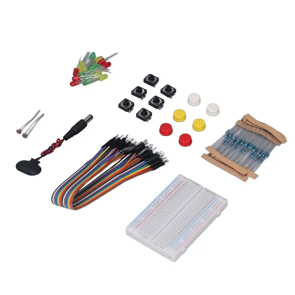 with 400 Hole Breadboard Electronics Kit with LED Lights with Button and Resistor Electronics Component Kit
