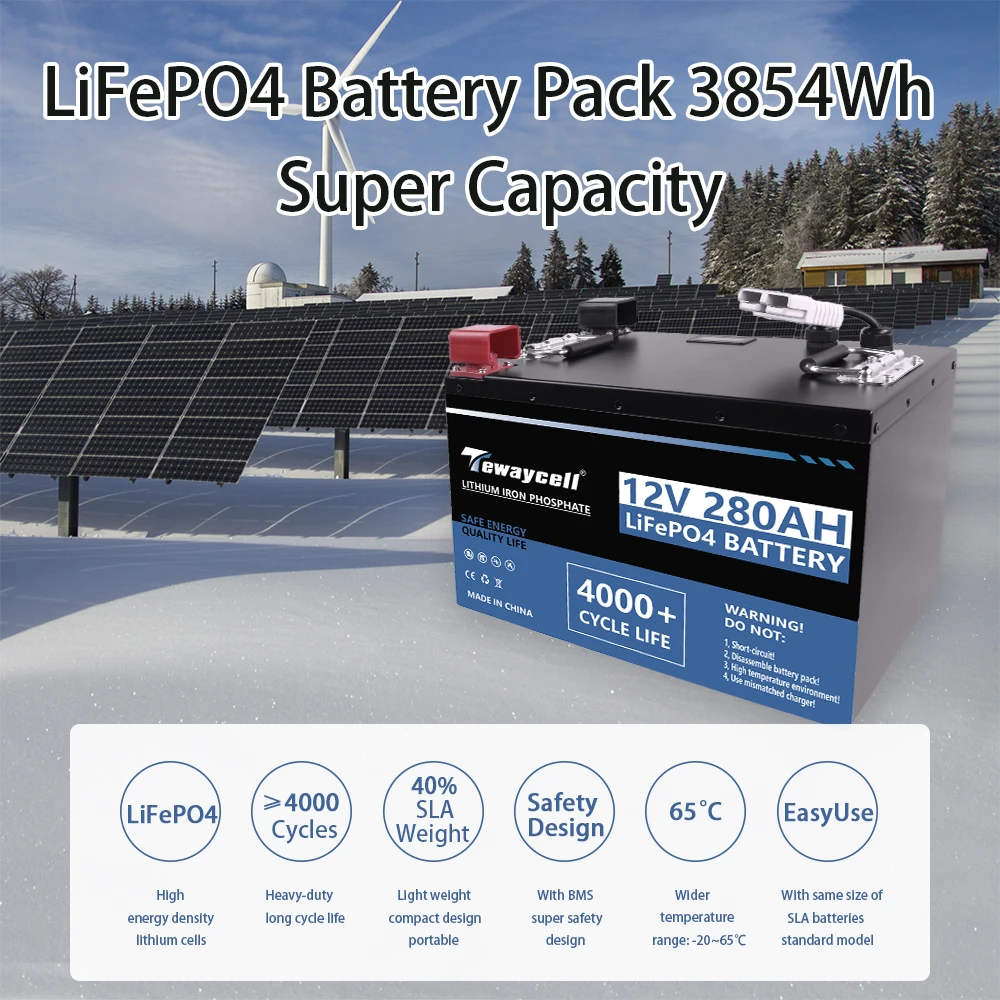 ใหม่ 12V 280Ah LiFePO4 แบตเตอรี่ในตัว BMS 6000 รอบ 24V 48V แบตเตอรี่ลิเธียมเหล็กฟอสเฟตพลังงานแสงอาทิตย์แบตเตอรี่ ipx5 สําหรับ RV เรือไม่มีภาษี