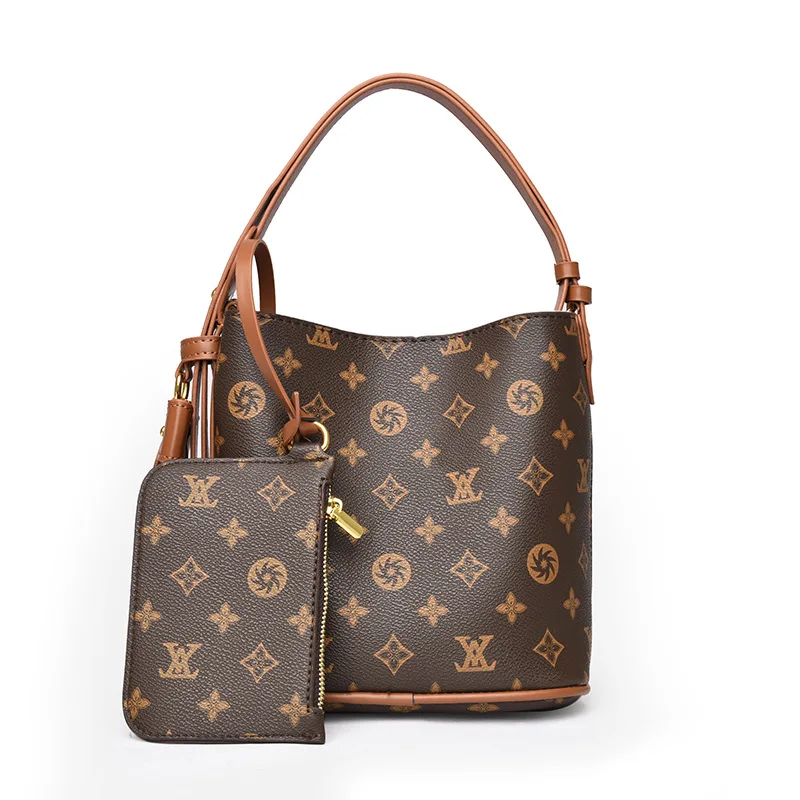 

Винтажная женская сумка-ведро с монограммой 2025 года, вместительная сумка через плечо с принтом, регулируемый ремень для ежедневных поездок на работу ​