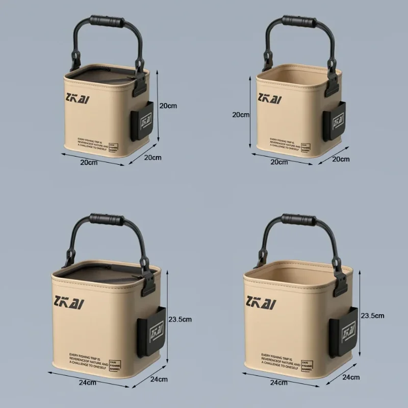 8L/13L متعددة الوظائف للطي دلو صيد ، مقاوم للماء في الهواء الطلق التخييم دلو مع مقبض مريح دلو الصيد الملحقات