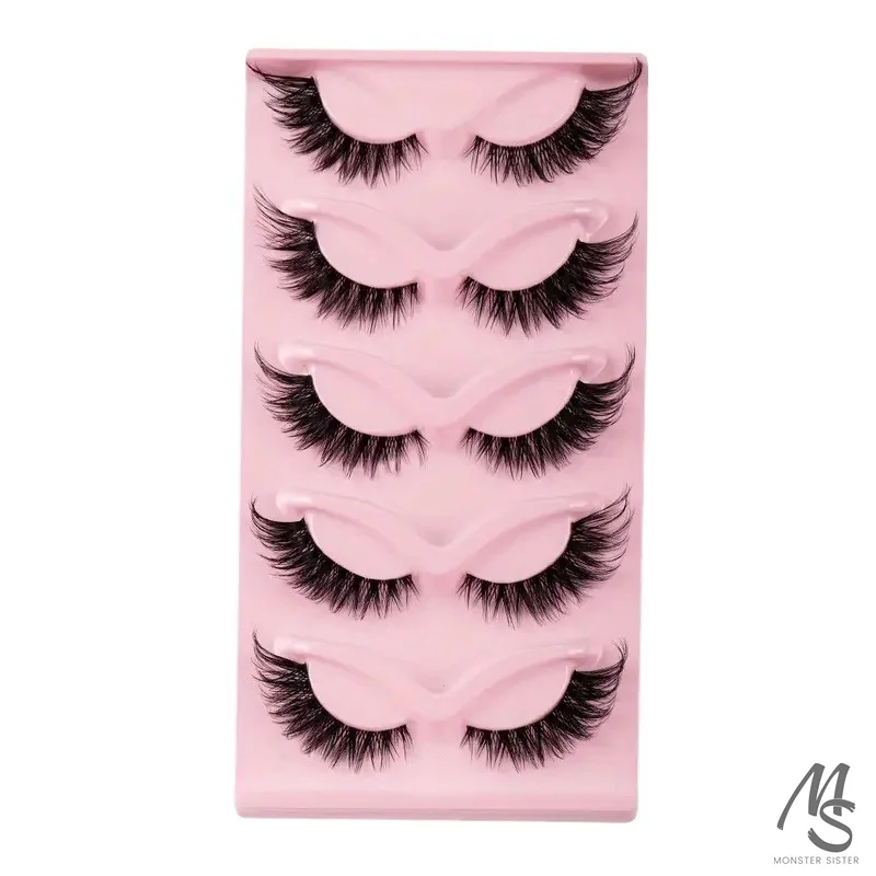 5 par rzęs Fox Eye Faux Mink Natural Long Fluff Soft Languor Fake Lashes Makeup Bulk Cat Eye Eyelash Extension Supplies