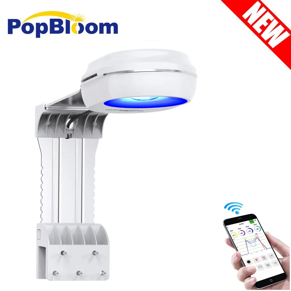 

PopBloom WiFi Nano Aquarium Light, Professional APP-Control Aquarium Lamp Full Spectrum For Reef Coral Marine Tank,Include Mount