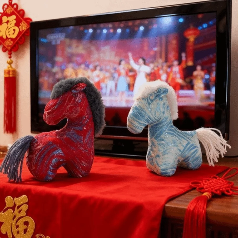 

PP Cotton Stuffed Zodiac Horse Simulated Bristles Chinese Style Year of The Horse Mascot Mascot Soft Spring Festival Horse